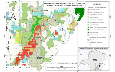 Mapa “Fase dos processos minerários no entorno do Parque Estadual da Serra do Brigadeiro”